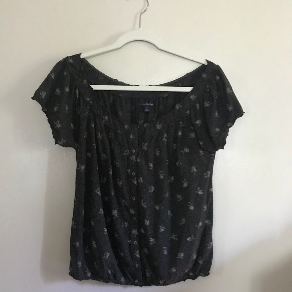 Floral Soft Button Top